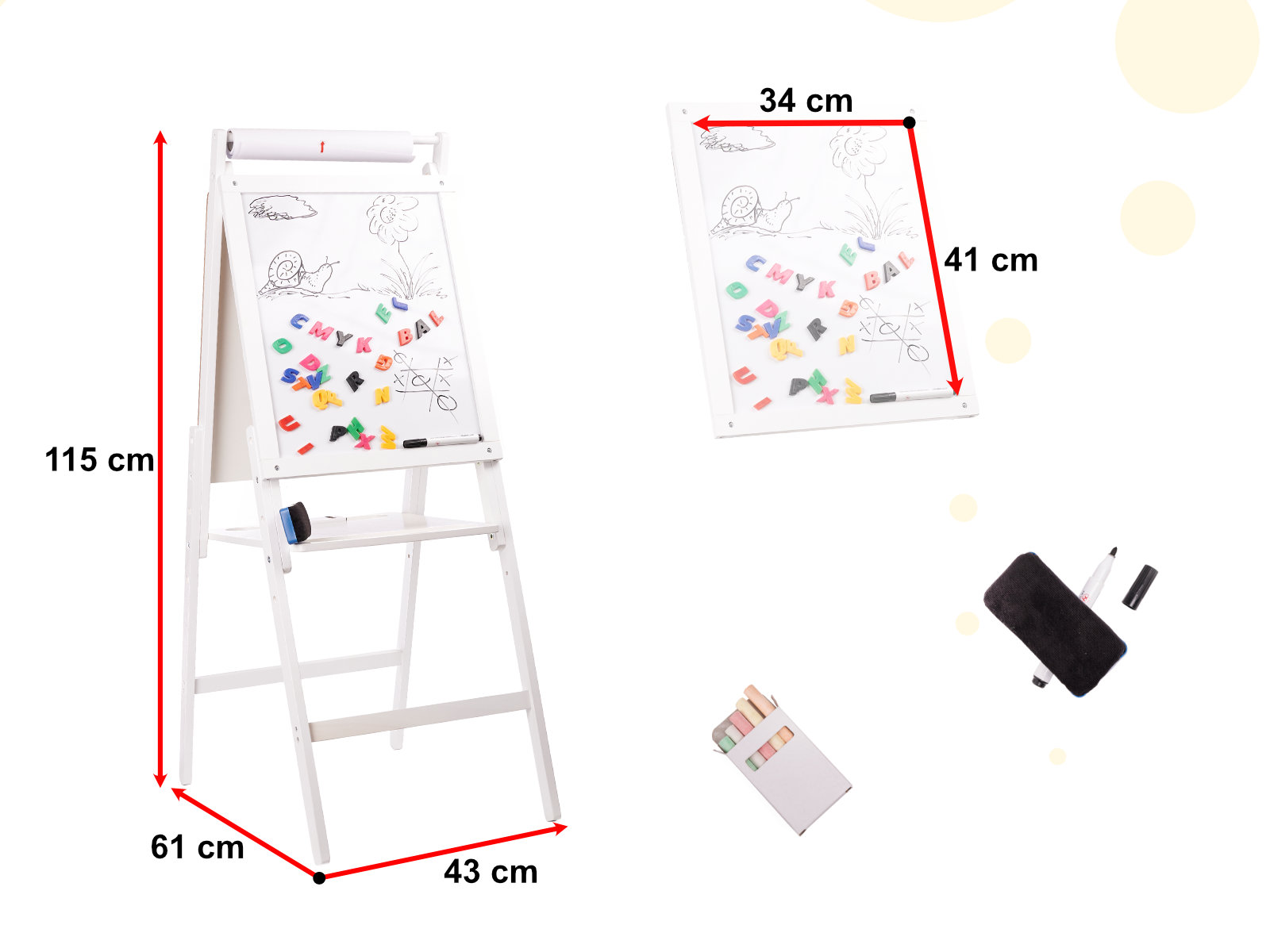 Dvipusė magnetinė lenta 43x32x115 cm