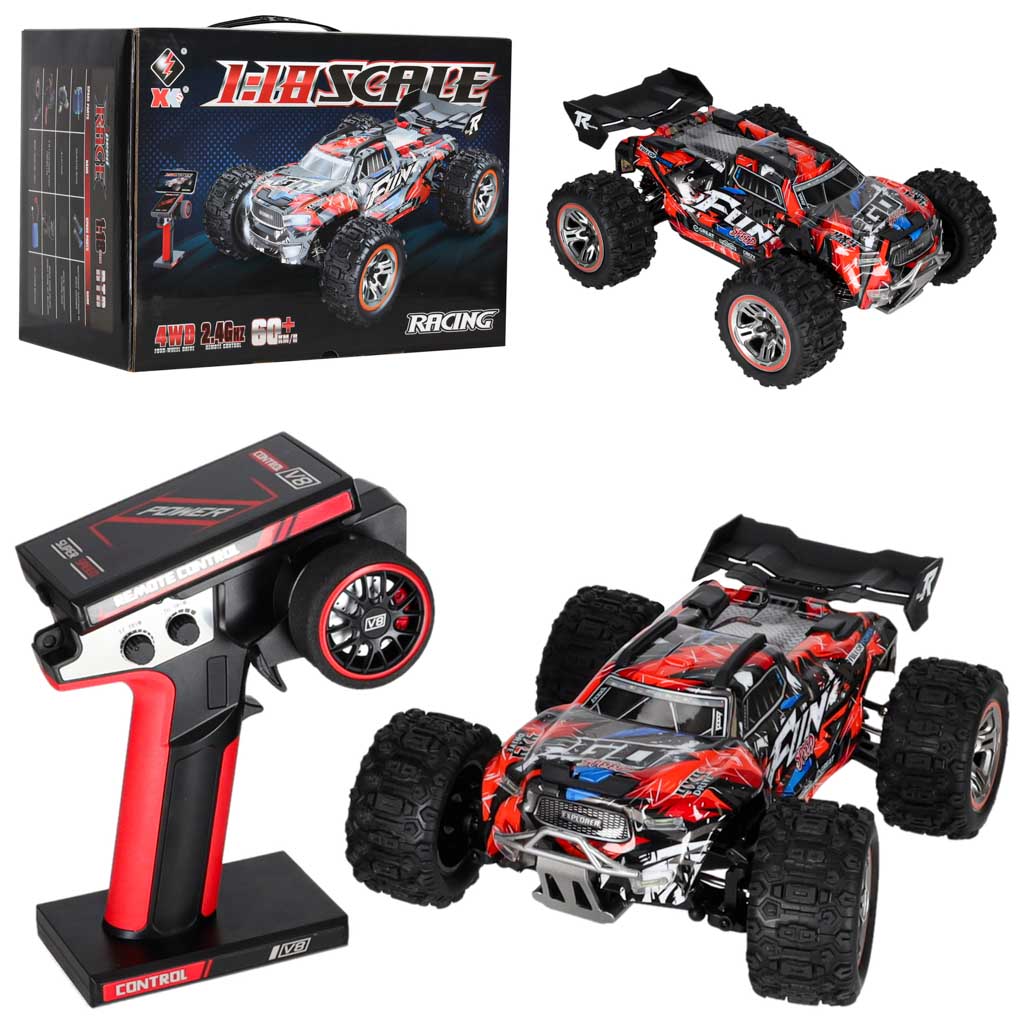 RC automobilis 4WD su bešepetėliu varikliu, juodas ir raudonas, 29 × 20,5 × 11 cm