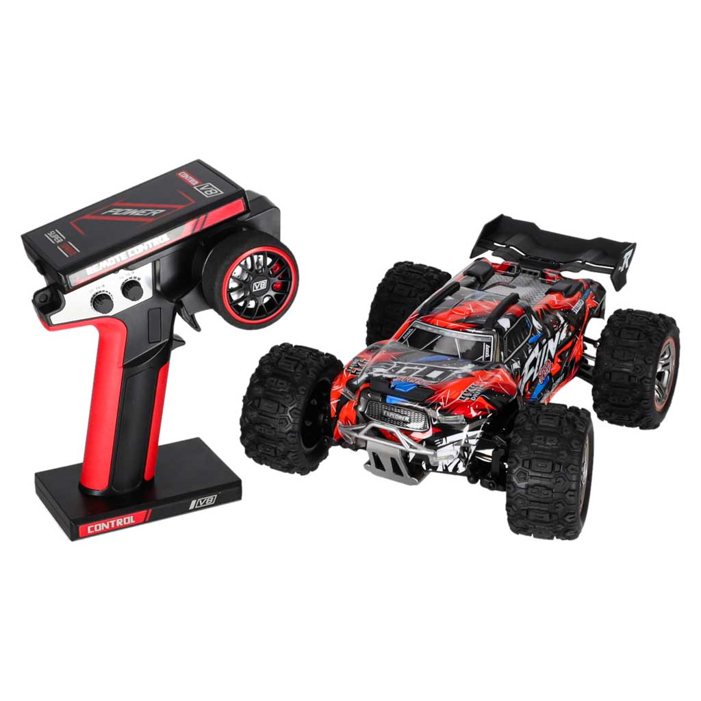 RC automobilis 4WD su bešepetėliu varikliu, juodas ir raudonas, 29 × 20,5 × 11 cm