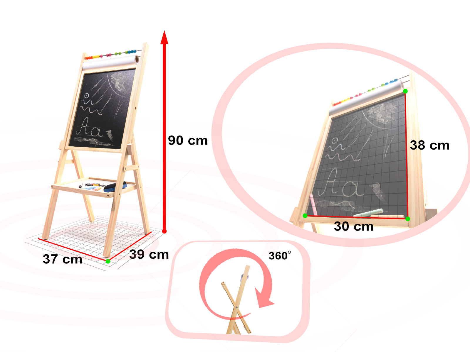 Dviguba magnetinė lenta su abaku 90 cm