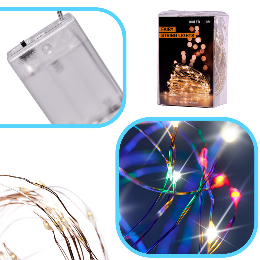 Led girlianda 10 m. 100 led, daugiaspalvė