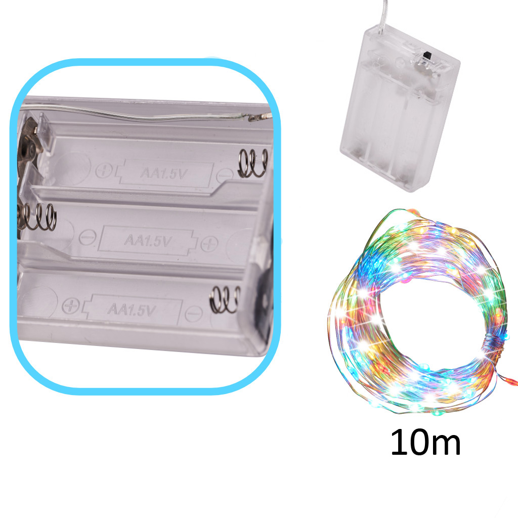 Led girlianda 10 m. 100 led, daugiaspalvė