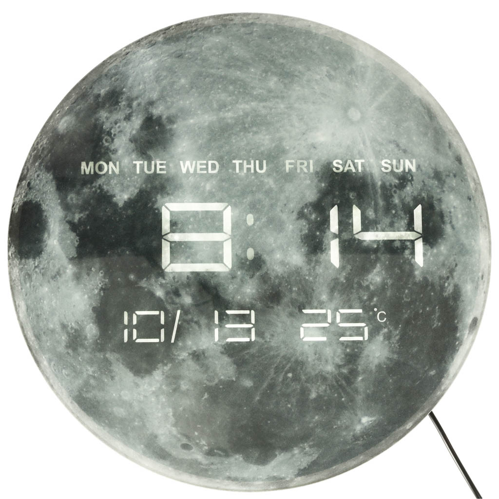 Sieninis laikrodis planet moon grey 32cm
