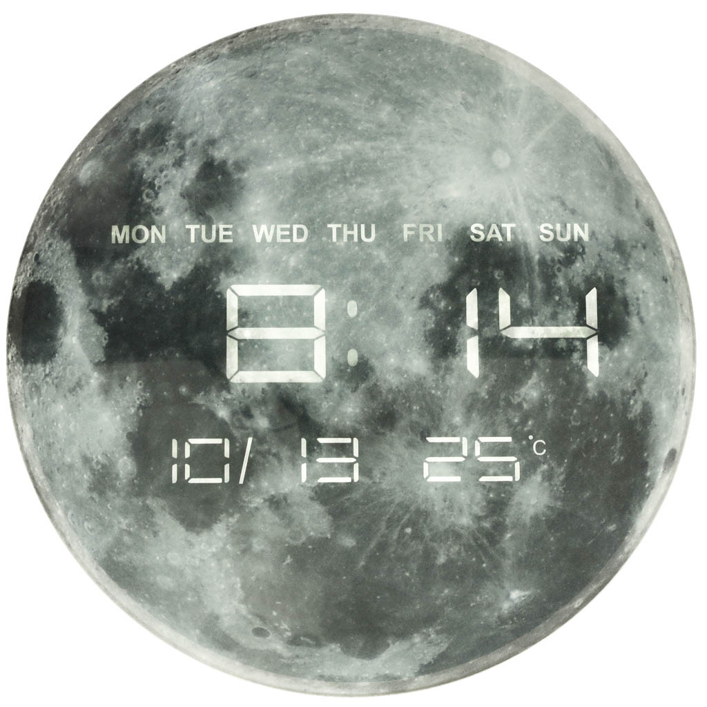 Sieninis laikrodis planet moon grey 32cm