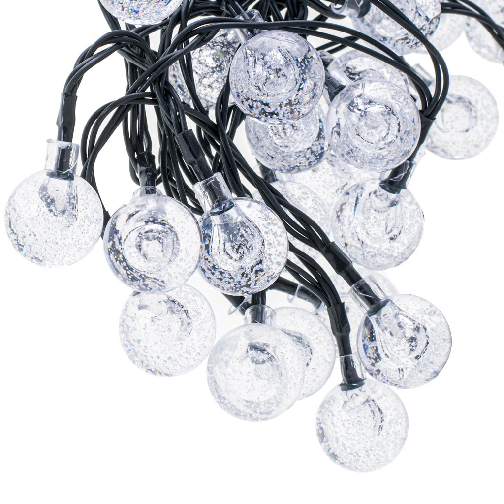 Saulės sodo girlianda 7m 50led šiltai baltos spalvos