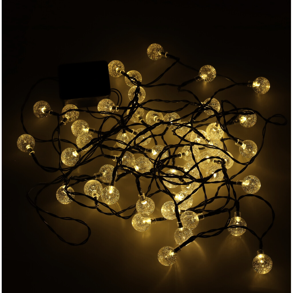 Saulės sodo girlianda 7m 50led šiltai baltos spalvos