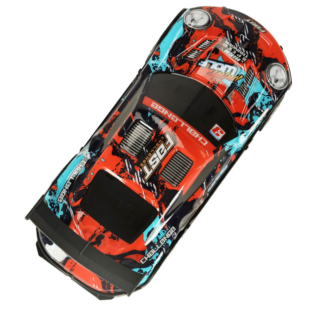 Rc sportinis automobilis mėlynos ir raudonos spalvos