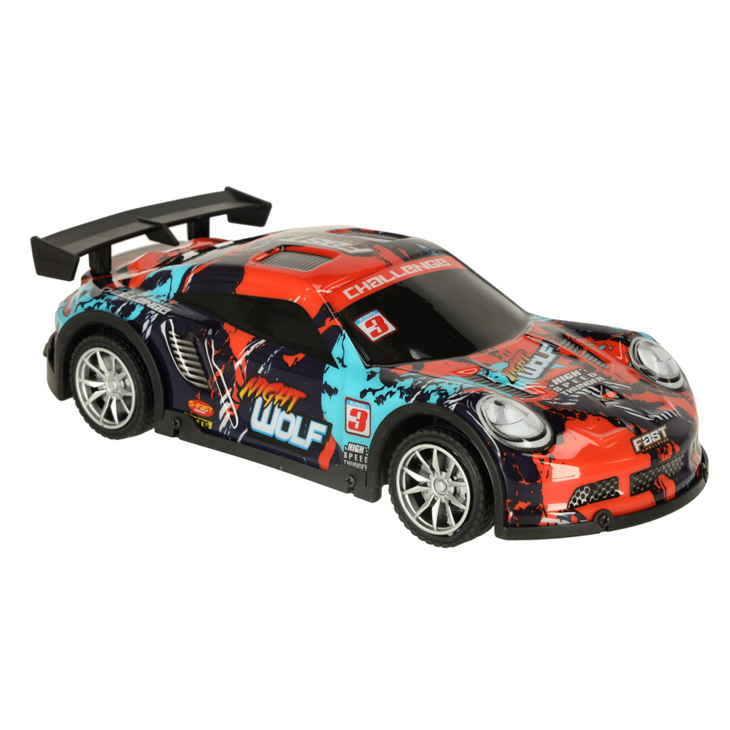 Rc sportinis automobilis mėlynos ir raudonos spalvos