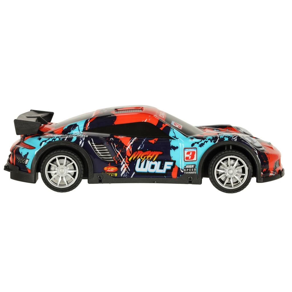 Rc sportinis automobilis mėlynos ir raudonos spalvos