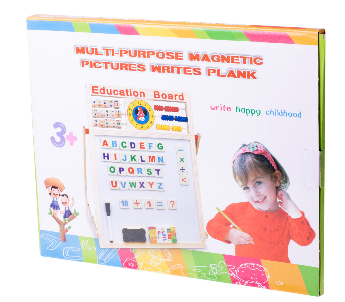 Vaikų magnetinė lenta su mediniu rėmu 42 x 32,5 cm + magnetai