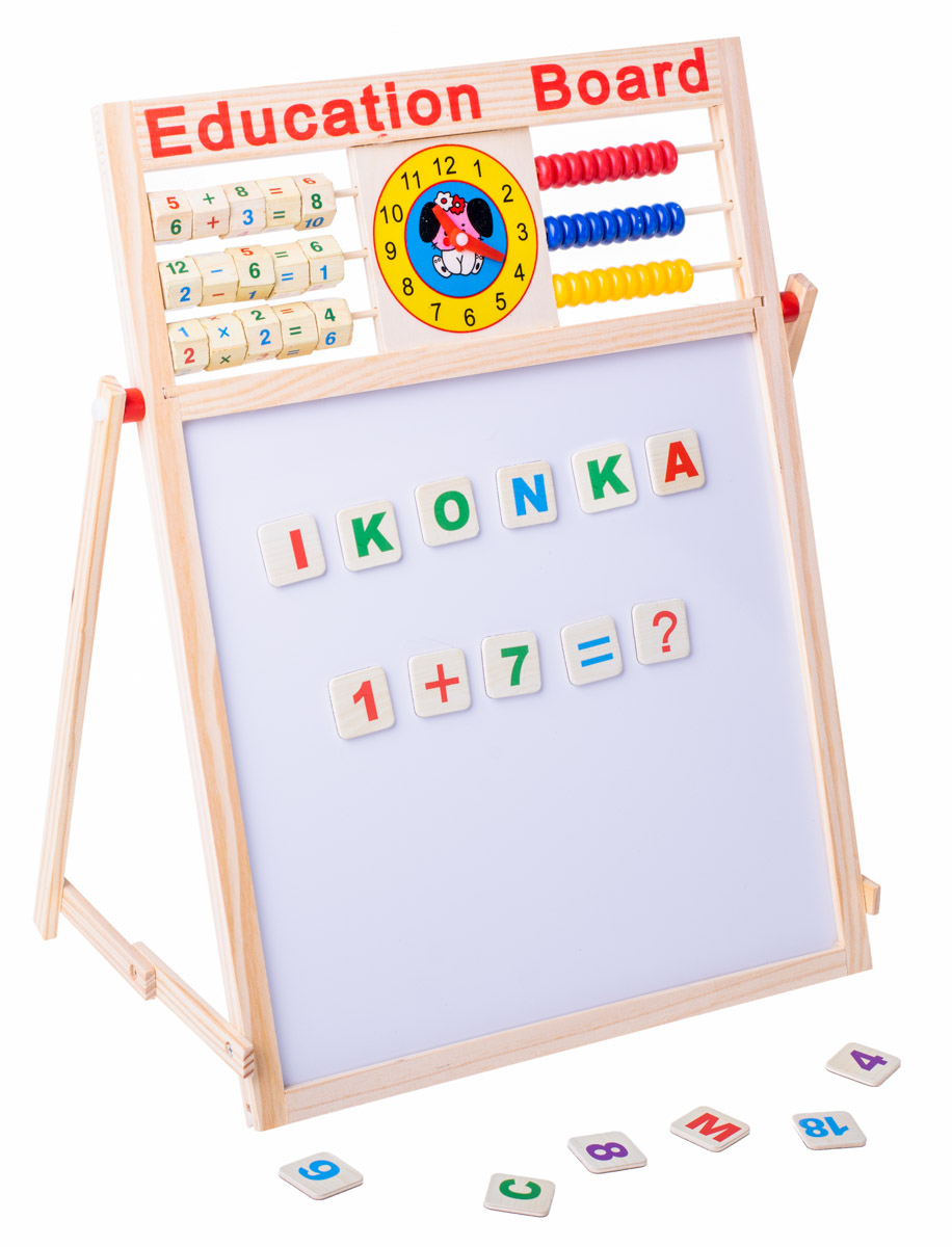 Vaikų magnetinė lenta su mediniu rėmu 42 x 32,5 cm + magnetai