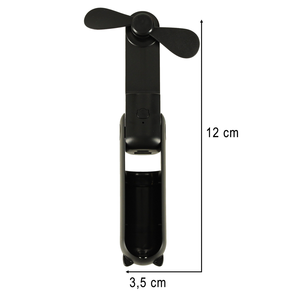 Nešiojamas usb ventiliatorius 3 greičių, 1200 mah, juodas