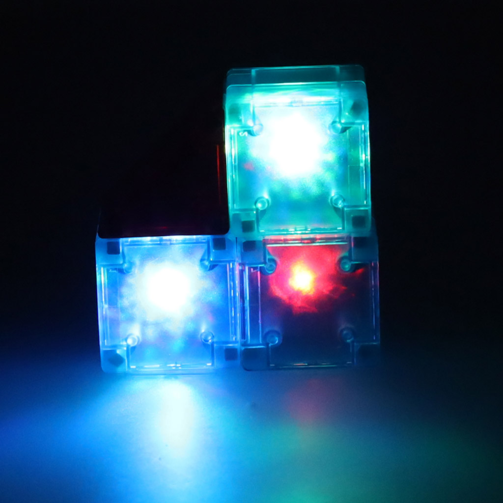 3d led konstrukcinės magnetinės kaladėlės dige, 64 vnt.