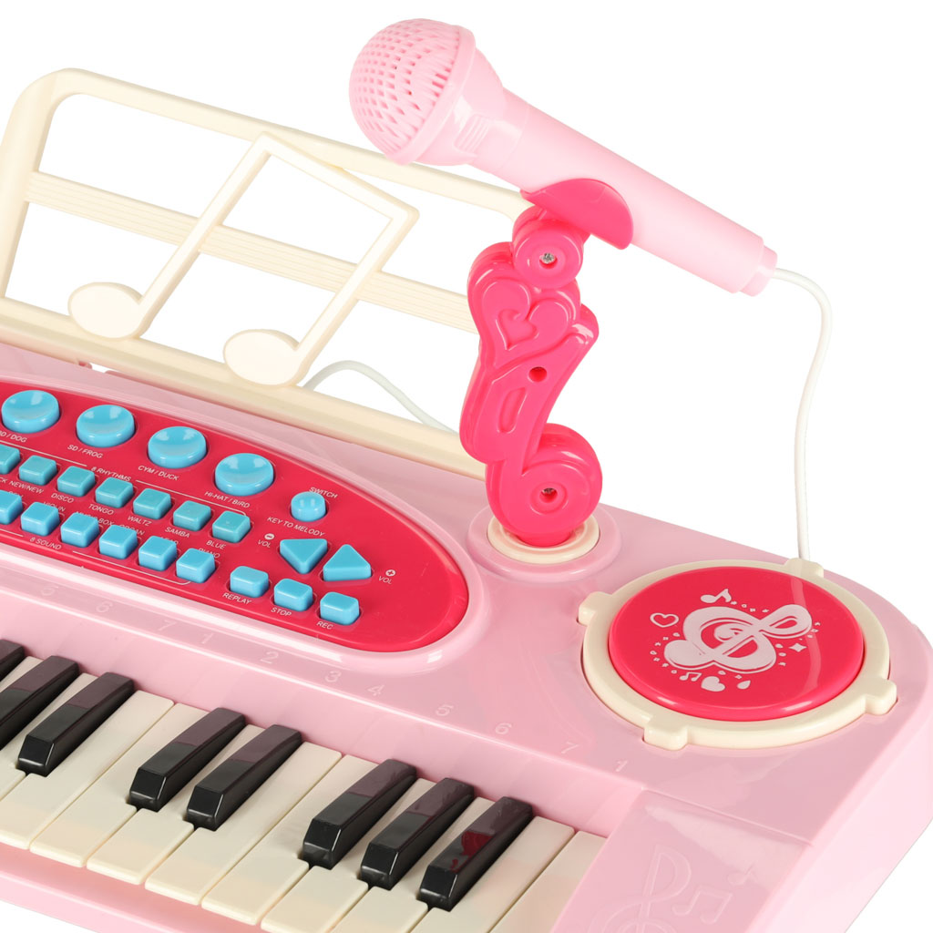 Pianinas 37 klavišai su mikrofonu - rožinis