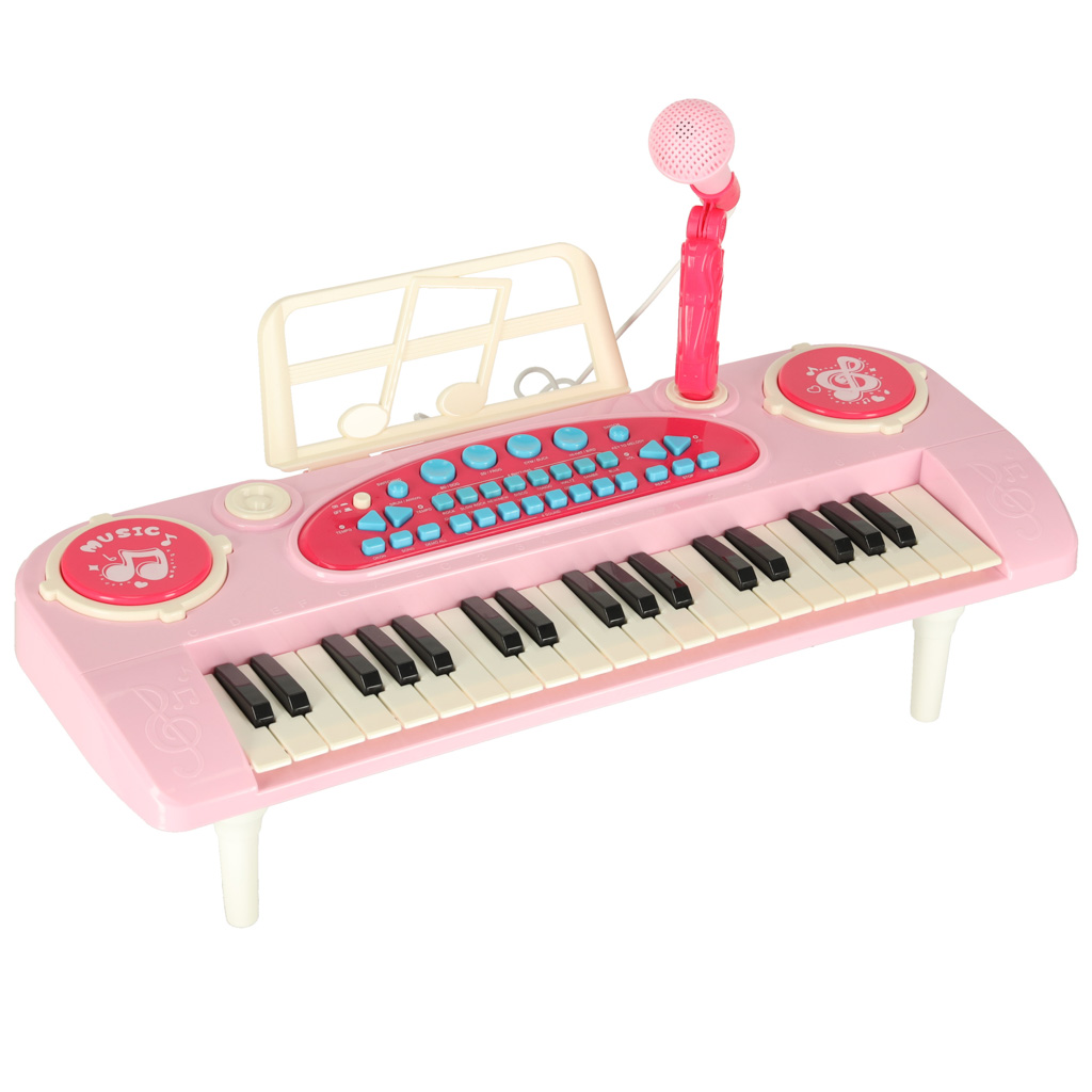 Pianinas 37 klavišai su mikrofonu - rožinis