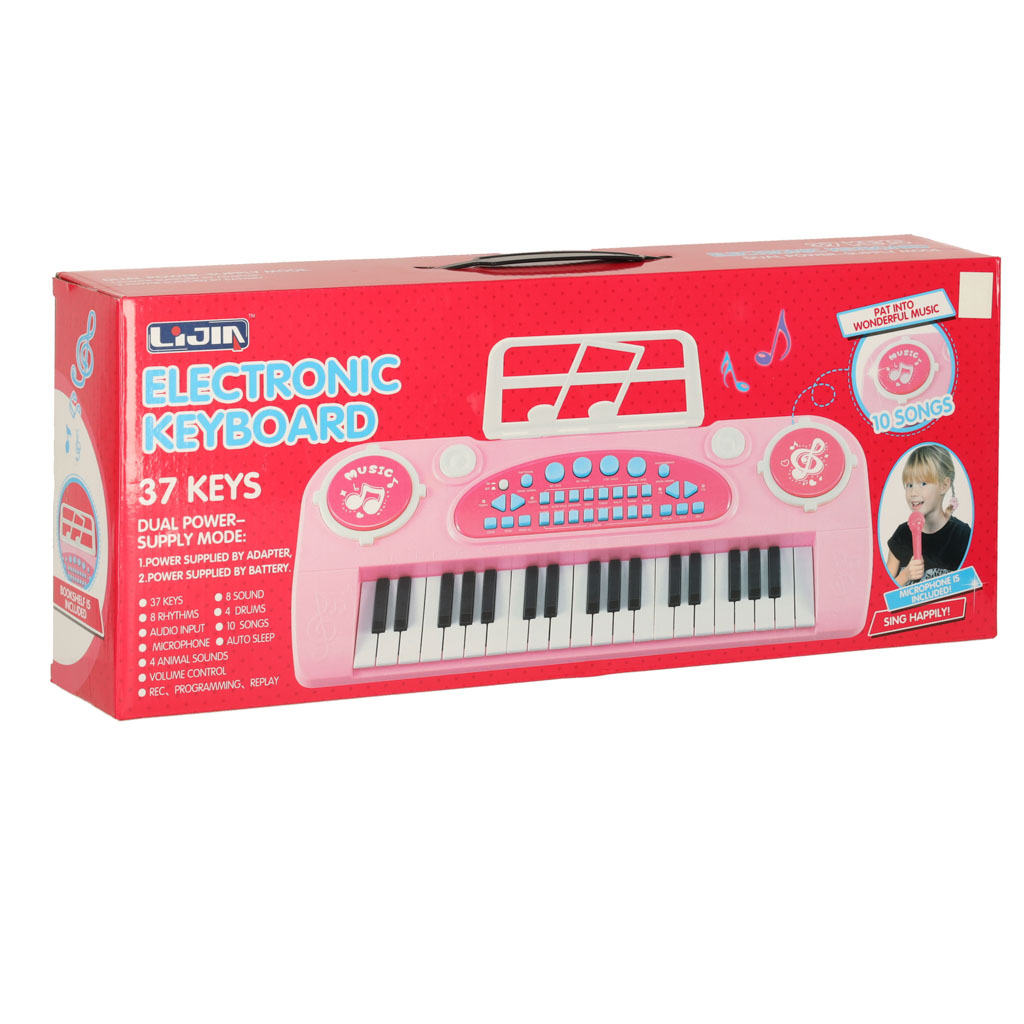 Pianinas 37 klavišai su mikrofonu - rožinis