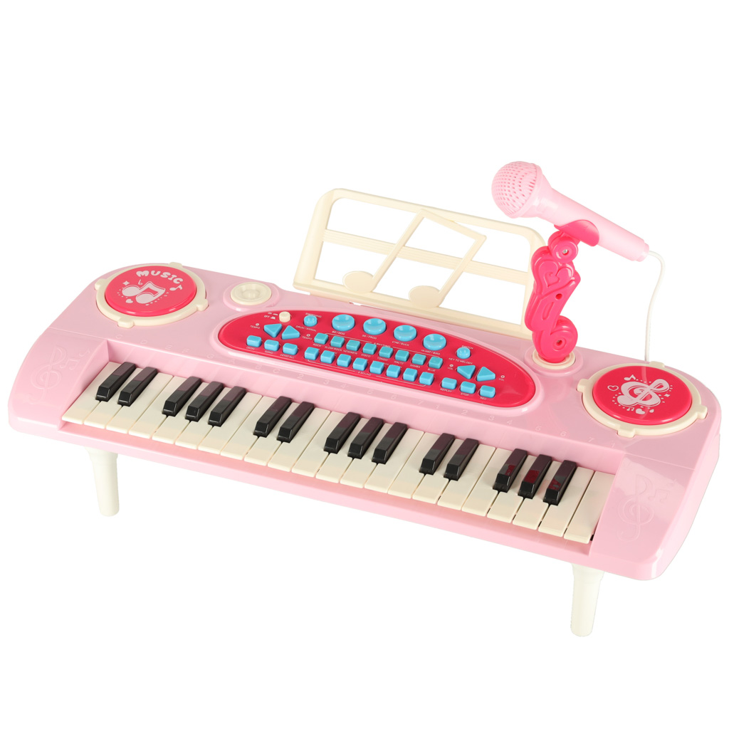 Pianinas 37 klavišai su mikrofonu - rožinis