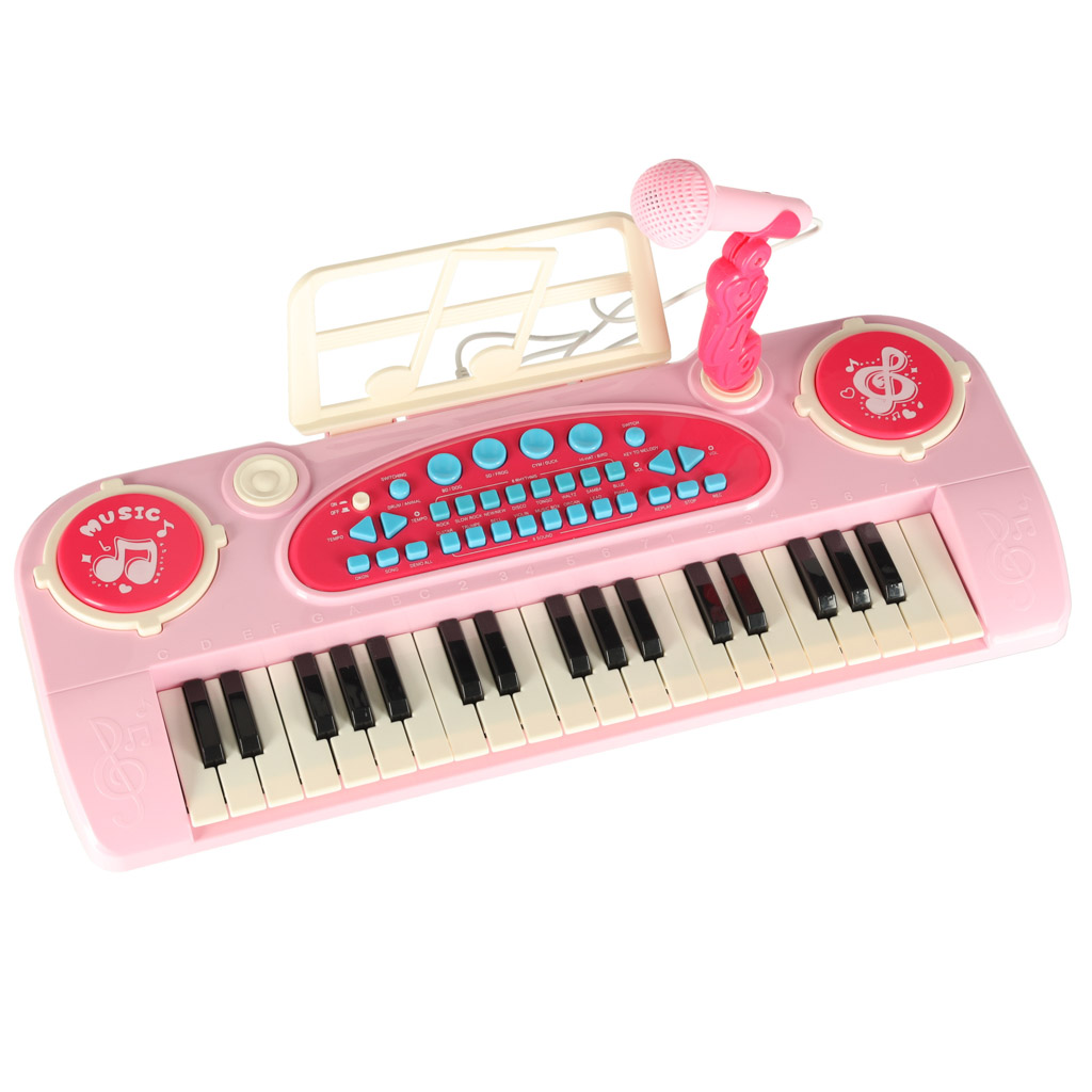 Pianinas 37 klavišai su mikrofonu - rožinis