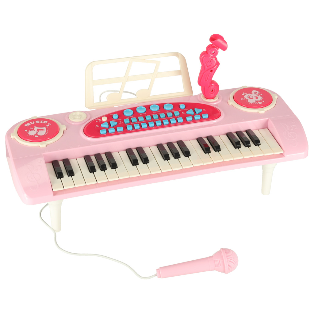 Pianinas 37 klavišai su mikrofonu - rožinis