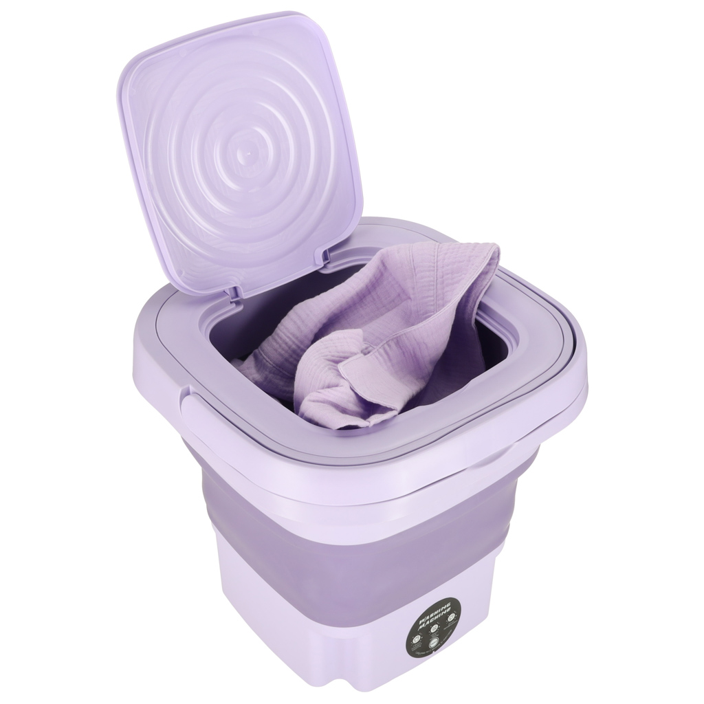 Mini sulankstoma nešiojamoji skalbimo mašina 12l violetinės spalvos