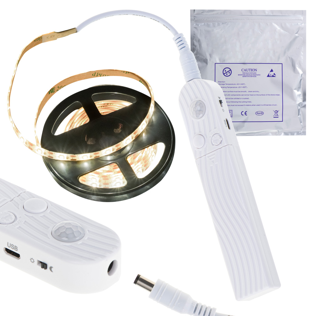Usb  judesio detektoriaus led juosta 2m šiltos baltos spalvos