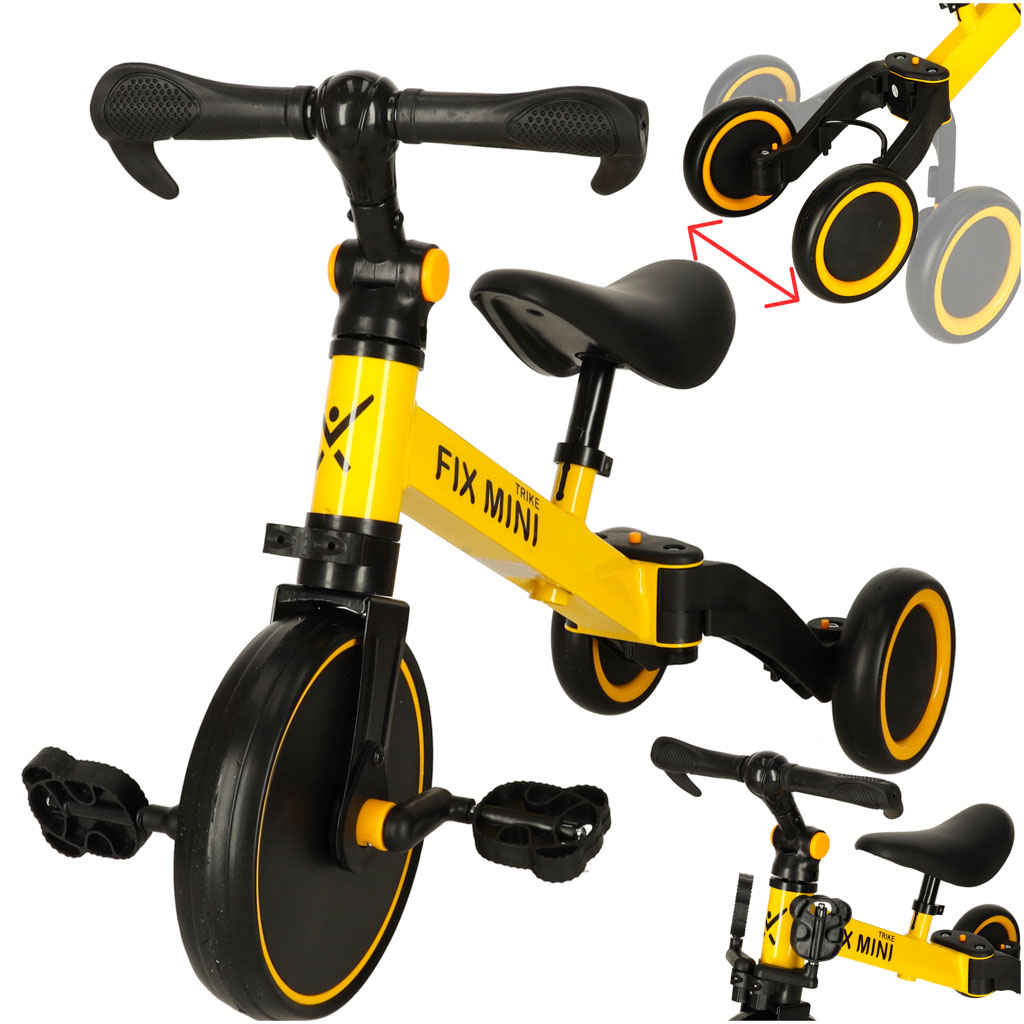 Trike Fix Mini krosinis triratukas 3in1 su pedalais geltonas
