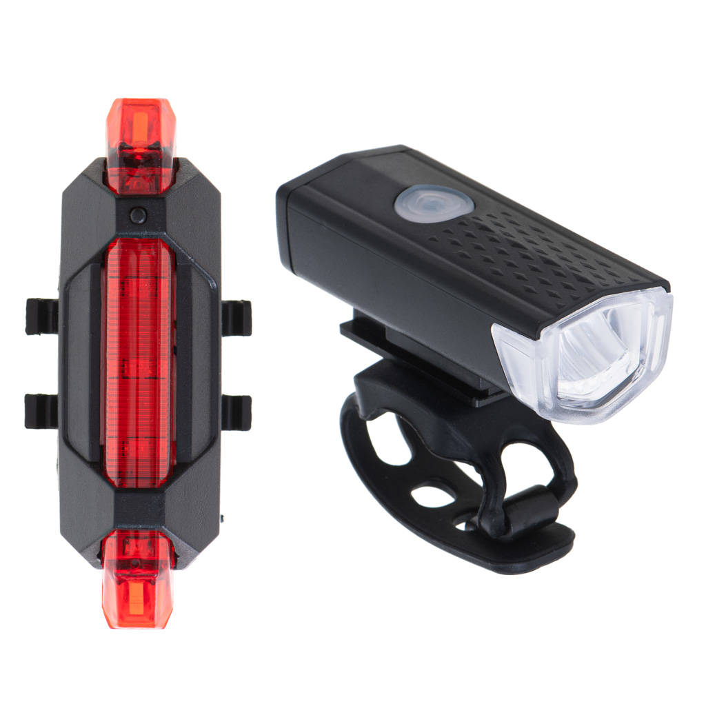 LED dviračių žibintų galinis-priekinis komplektas USB 2
