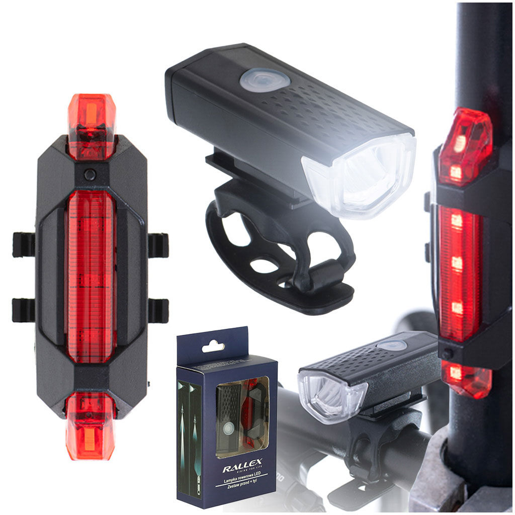 LED dviračių žibintų galinis-priekinis komplektas USB