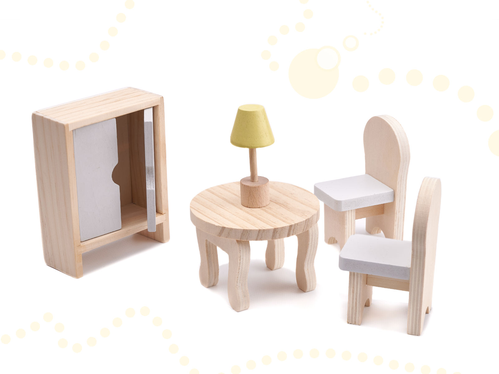 Medinis lėlių namelis mdf 70cm su baldais