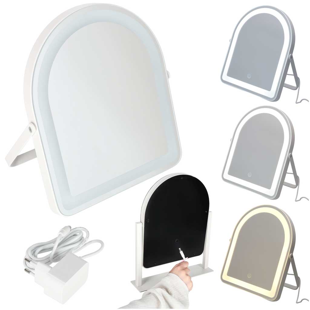 Kosmetinis LED veidrodis su jutikliniu valdymu, baltas, 31 x 26,5 cm