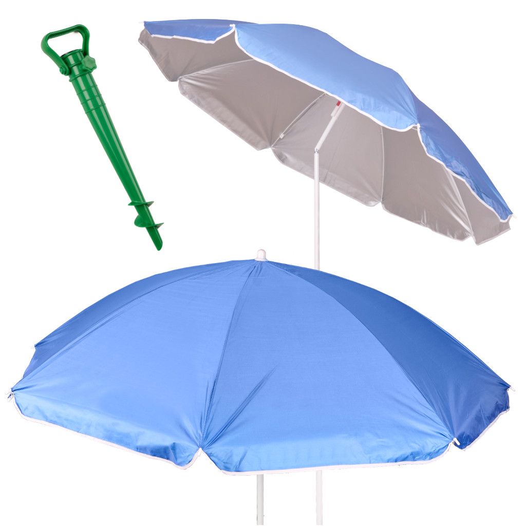 Reguliuojamas paplūdimio skėtis 150 cm mėlynas