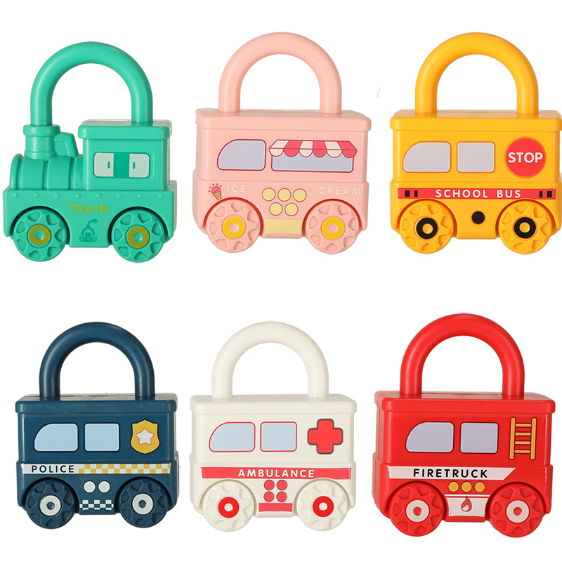 Sensorinis žaislas su užrakinamais automobiliais montessori
