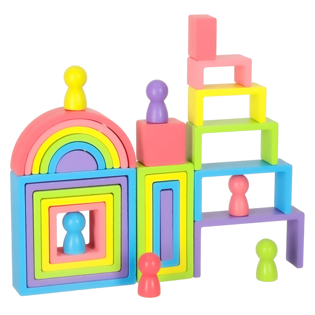 Vaivorykštės montessori mokomosios medinės kaladėlės