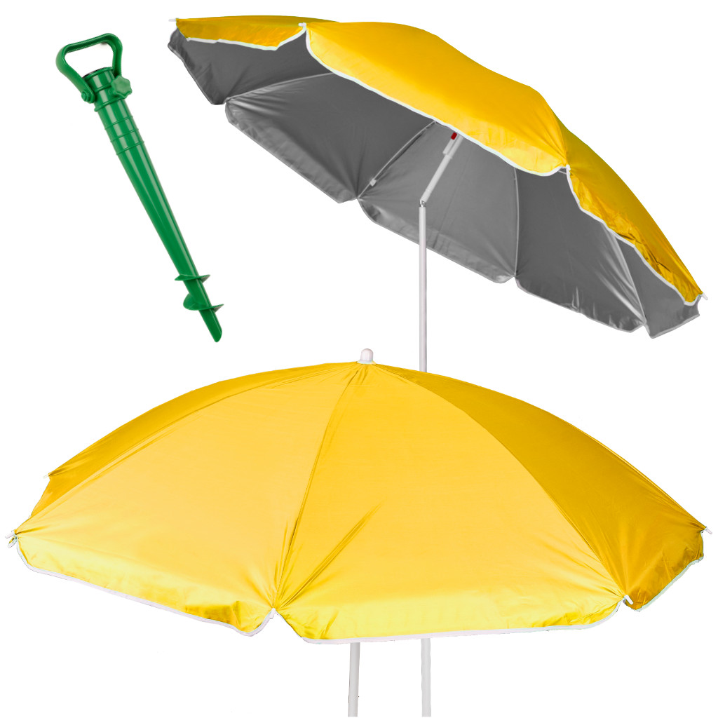 Reguliuojamas paplūdimio skėtis 150 cm, geltonas