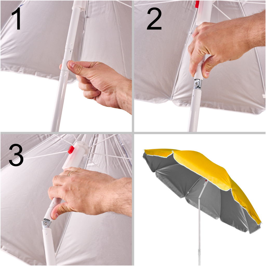 Reguliuojamas paplūdimio skėtis 150 cm, geltonas
