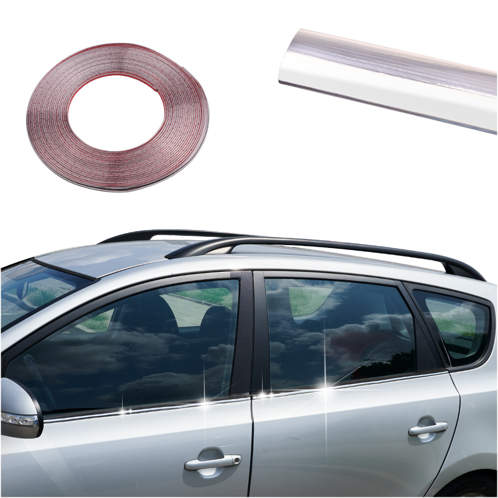 Chromuota dekoratyvinė lipni plevelė automobiliui 15 mm x 15 m