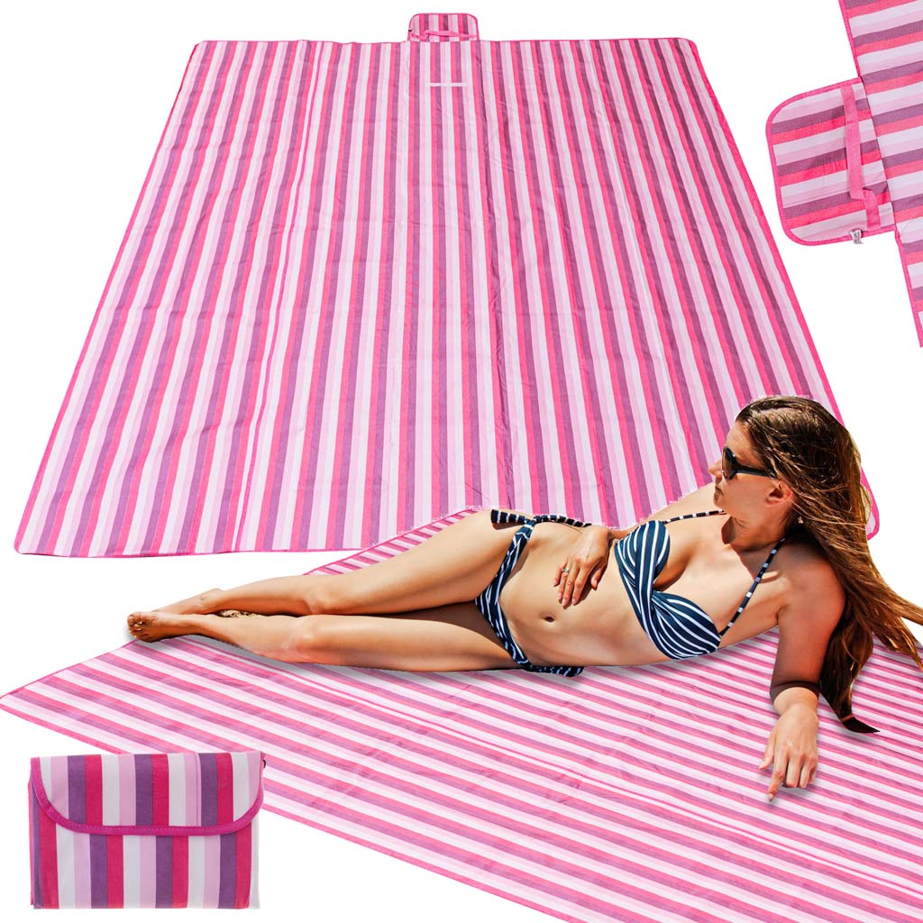 Rožinis paplūdimio kilimėlis 200x200 cm