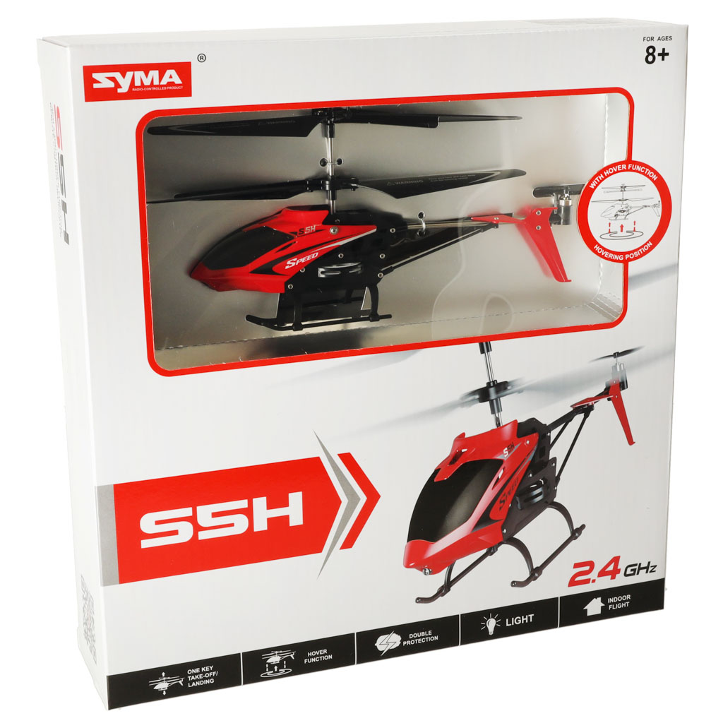 Radijo bangomis valdomas sraigtasparnis SYMA S5H 2.4GHZ, raudonas, 8 m.+