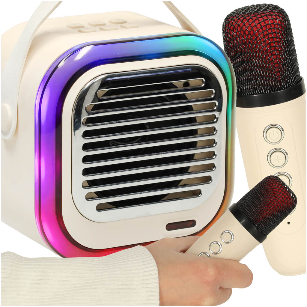 Bluetooth garsiakalbis su mikrofonais f1, 10 w, kreminės spalvos