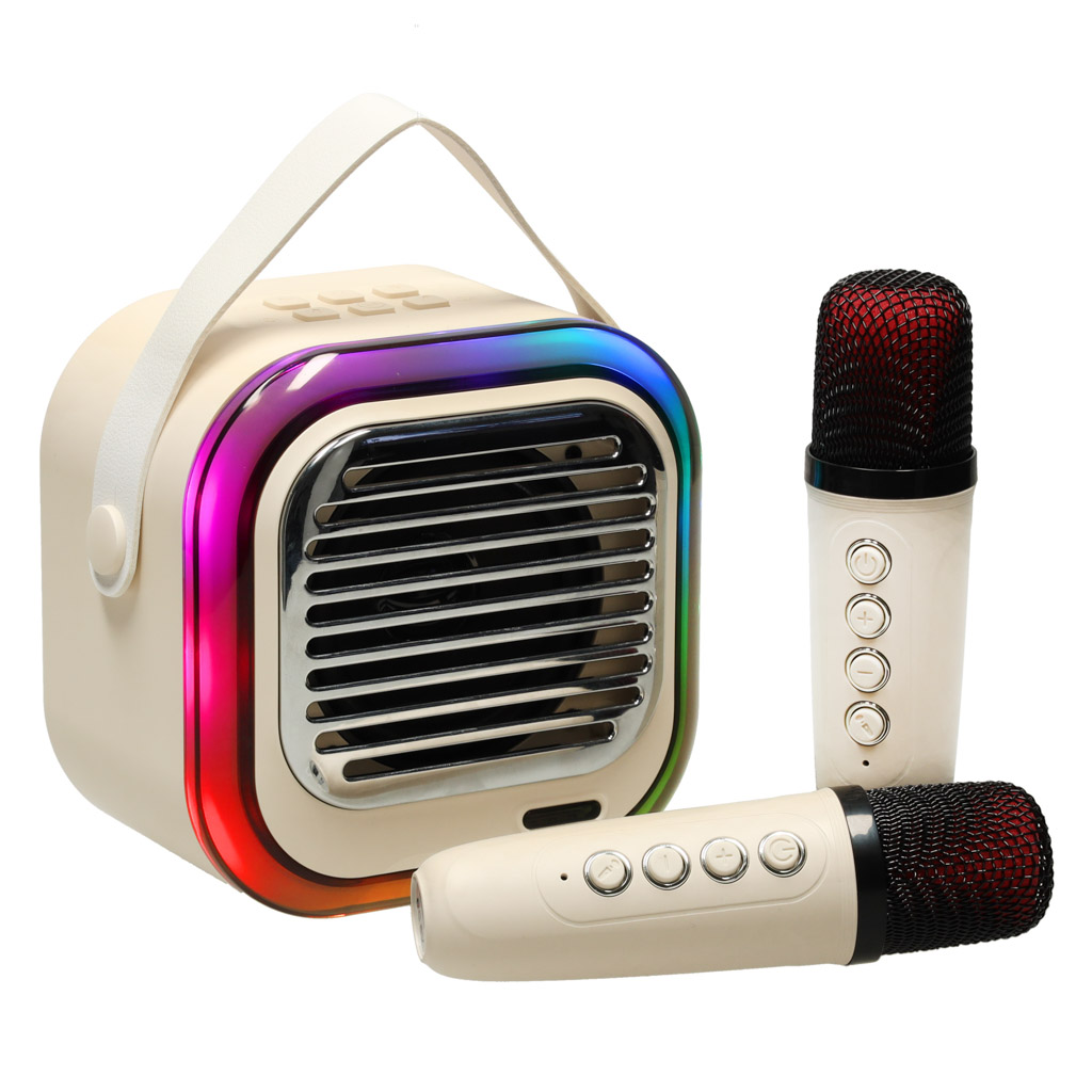 Bluetooth garsiakalbis su mikrofonais f1, 10 w, kreminės spalvos