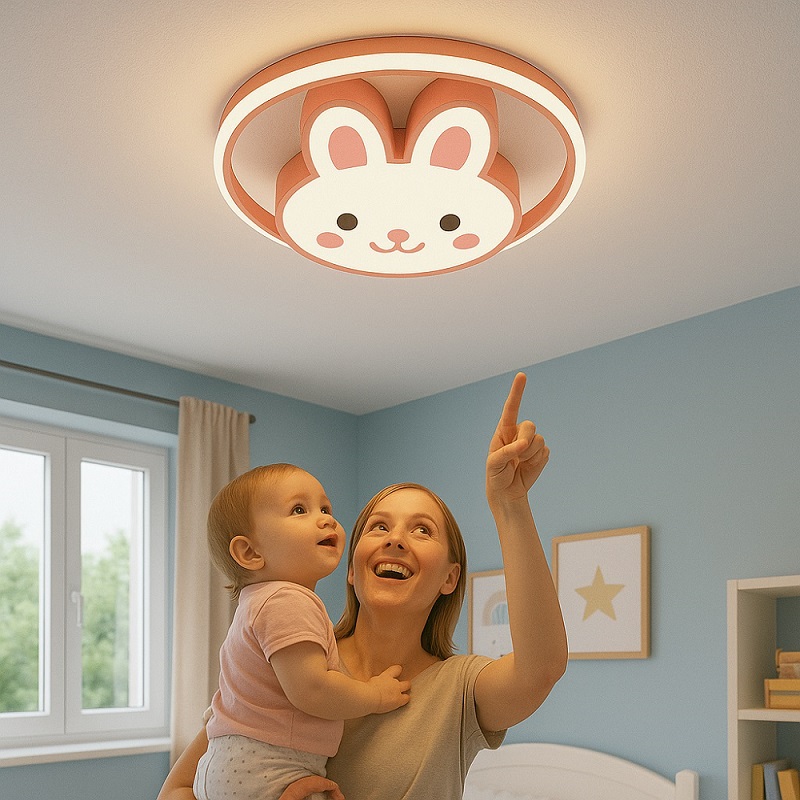 Led šviestuvas vaikų kambariui su reguliuojamu apšvietimu ir pulteliu