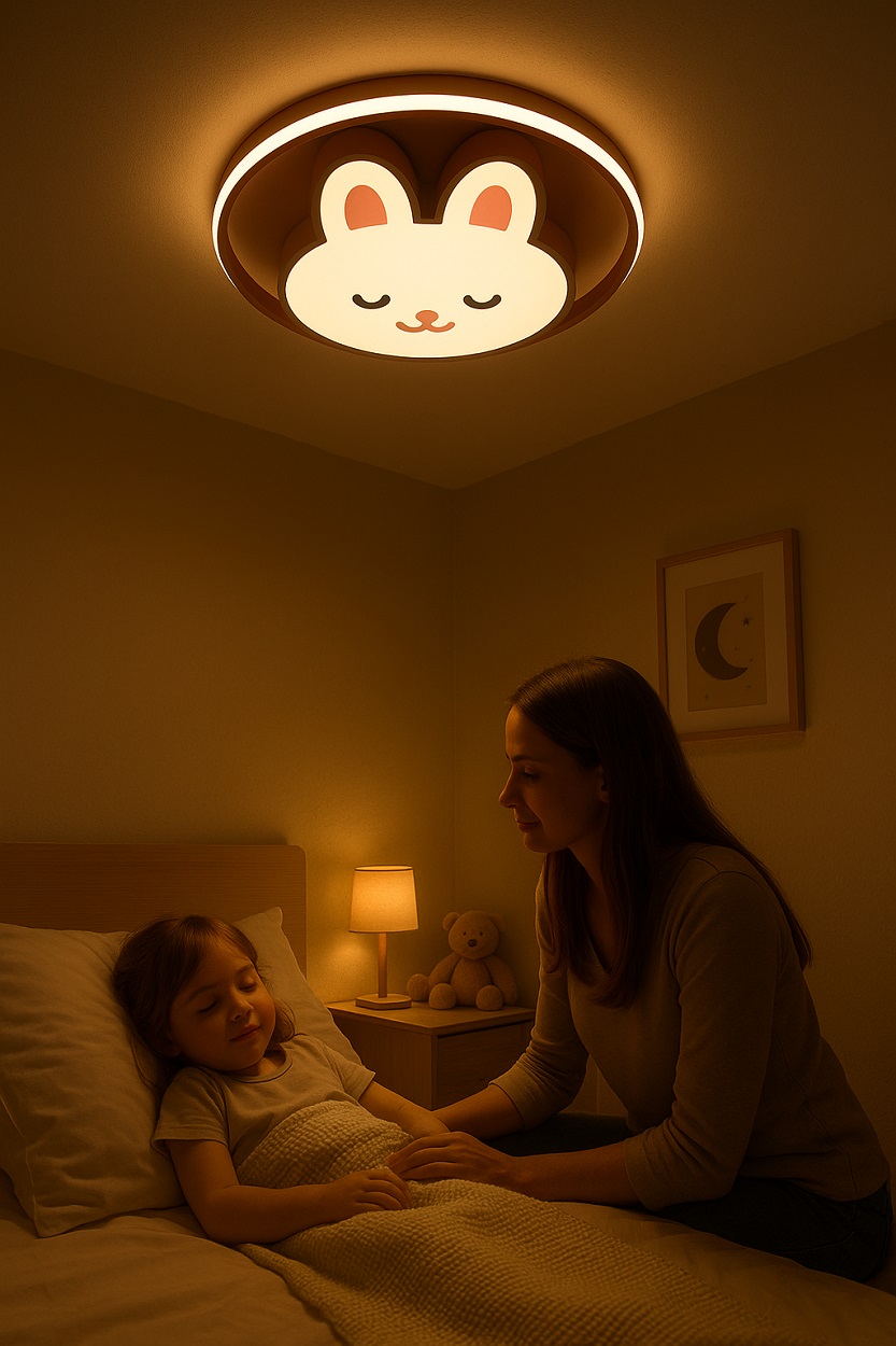 Led šviestuvas vaikų kambariui su reguliuojamu apšvietimu ir pulteliu