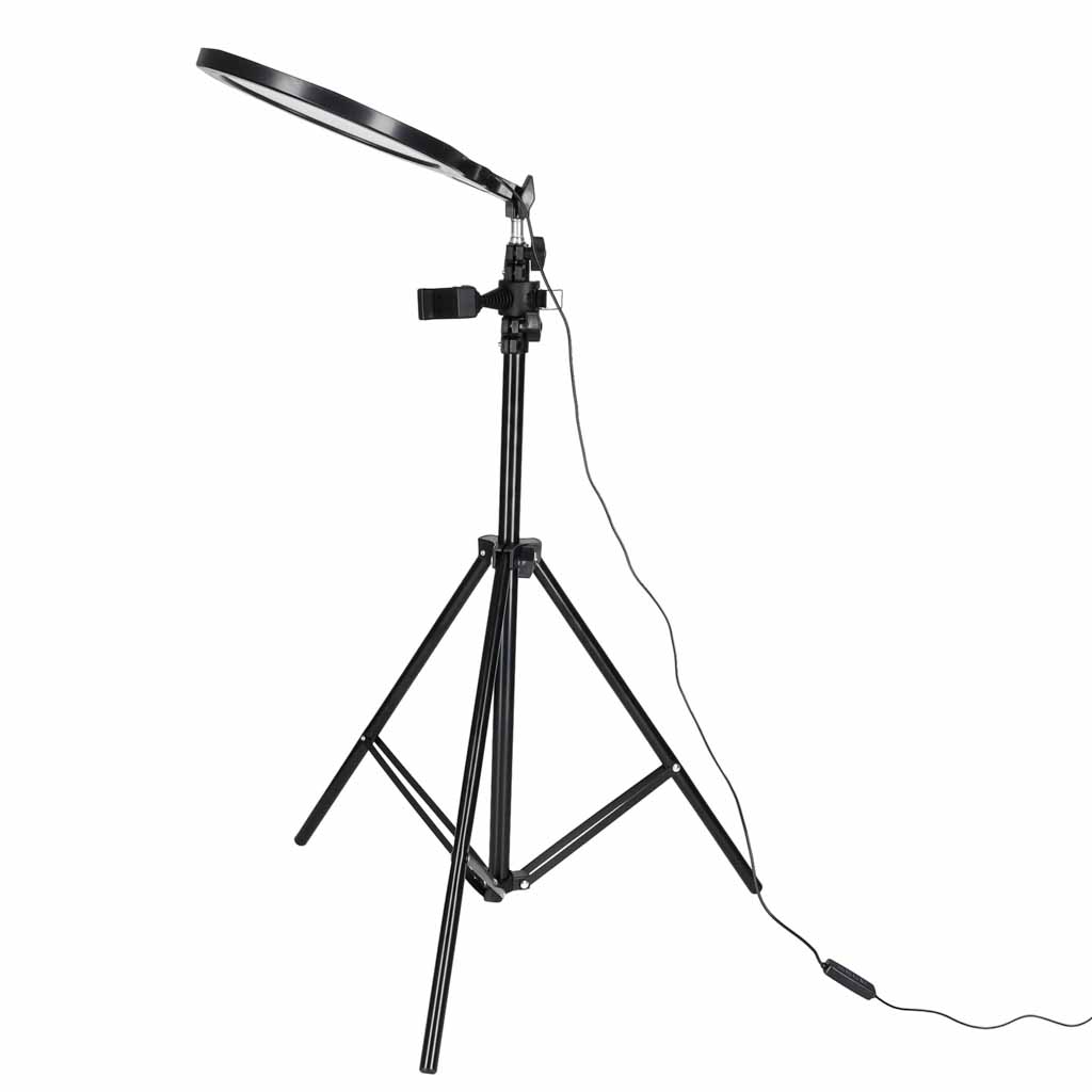 Žiedinė LED lempa, reguliuojama, USB maitinama, juoda, Ø 26 cm 2