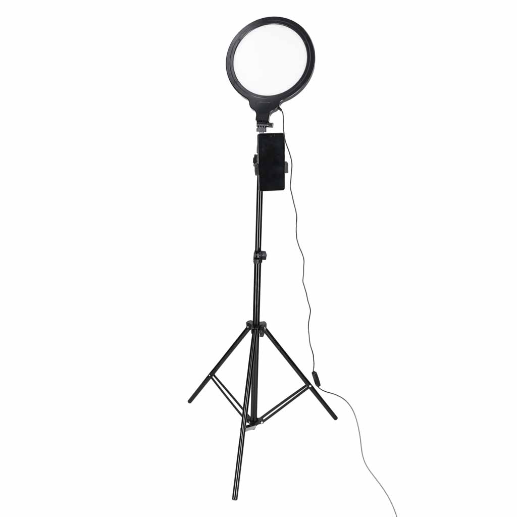 Žiedinė LED lempa, reguliuojama, USB maitinama, juoda, Ø 26 cm