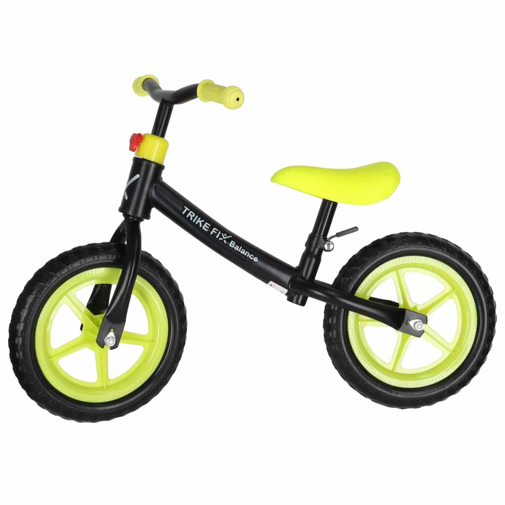 Balansinis dviratukas su reguliuojamu vairu ir balneliu, juodas ir neoninės geltonos spalvos, 78 cm ilgio 2