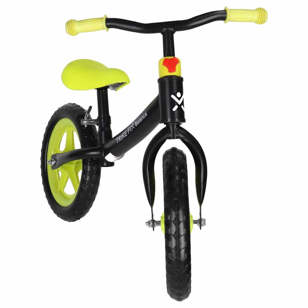 Balansinis dviratukas su reguliuojamu vairu ir balneliu, juodas ir neoninės geltonos spalvos, 78 cm ilgio 3