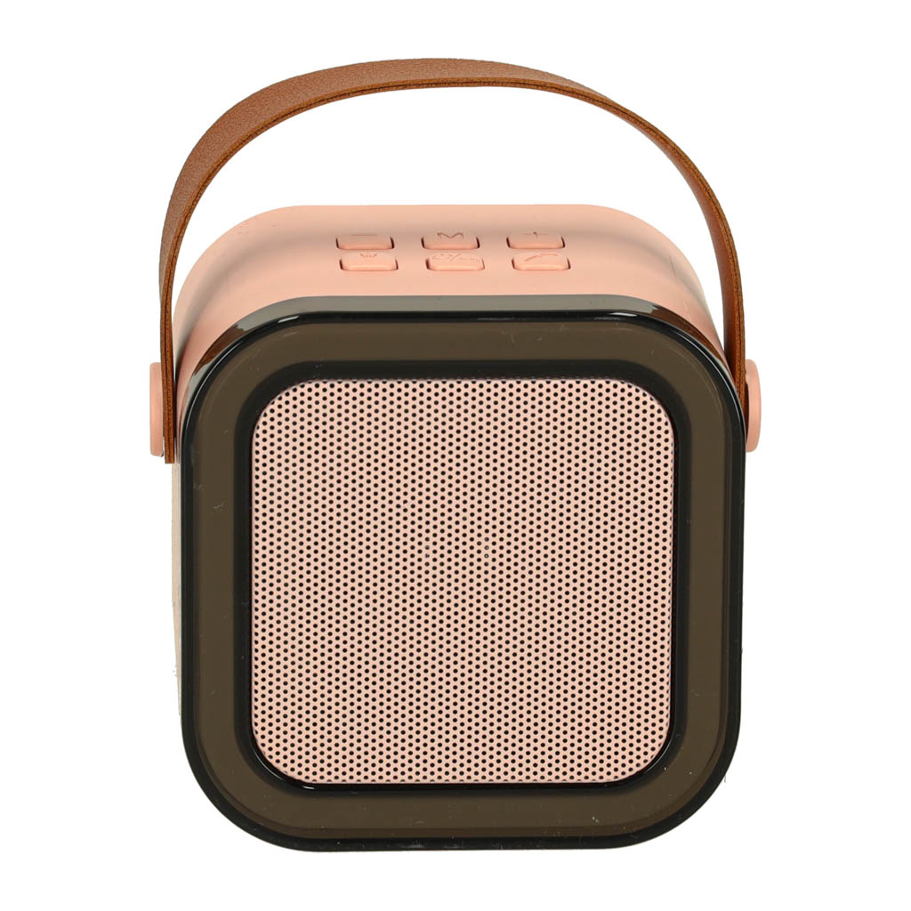 Karaokės rinkinys 2 mikrofonai + nešiojamas garsiakalbis bluetooth usb led rožinis