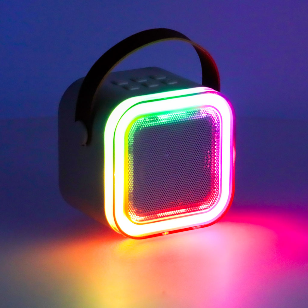 Karaokės rinkinys 2 mikrofonai + nešiojamas garsiakalbis bluetooth usb led rožinis
