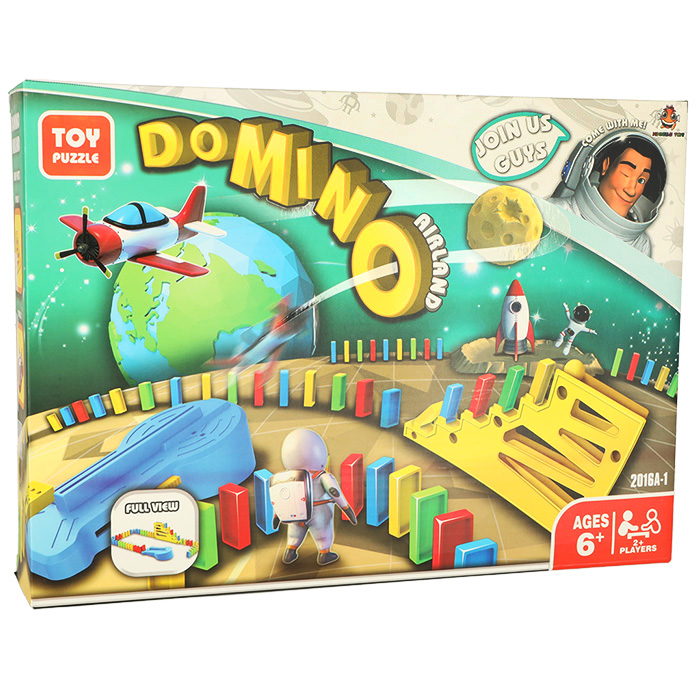 Domino žaidimas su paleidžiamu lėktuvu
