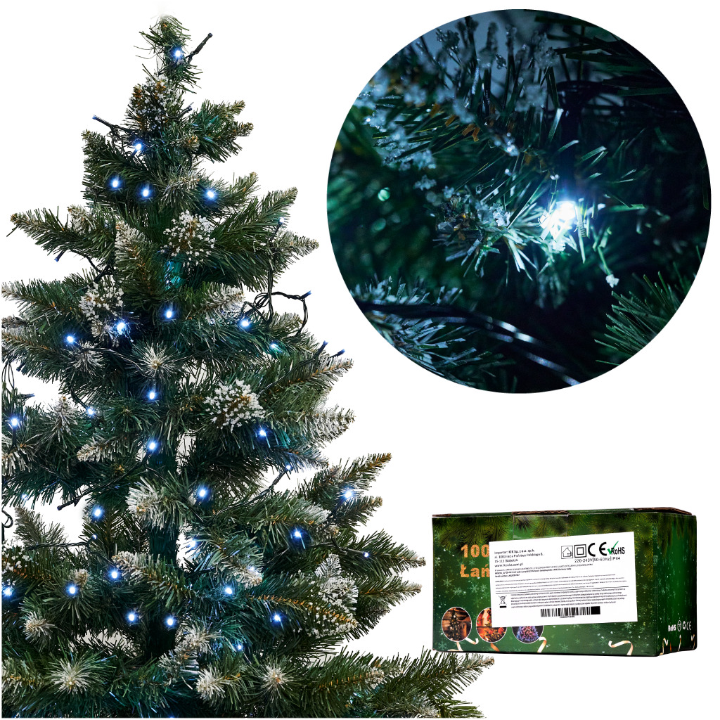 Led žibintai šviesos girlianda 10m 100led šaltai balta